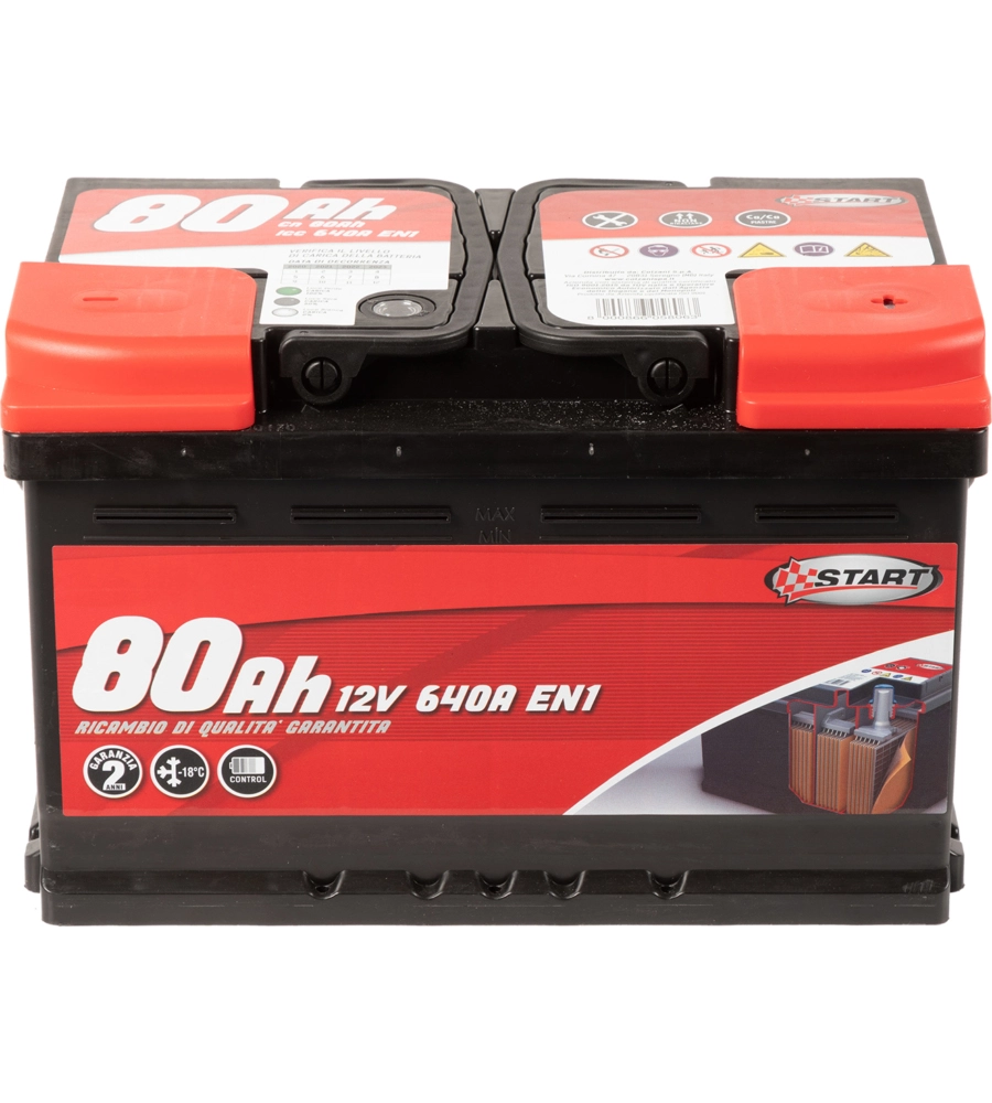 Batteria auto 80ah 12v640a polo positivo destro cassetta l3